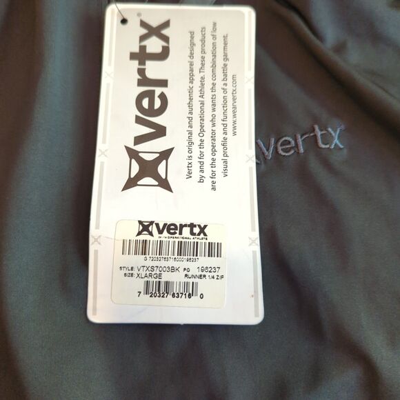 Vertx Runner 1/4 Zip Shirt Mens XL Black Gray Running Long Sleeve Thumb Holes - Picture 5 of 7